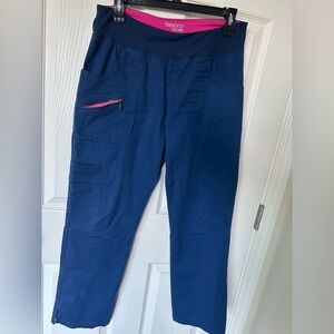 Beyond Scrubs Navy Blue Petite Drawstring Jogger Womens Size S Yoga Pants